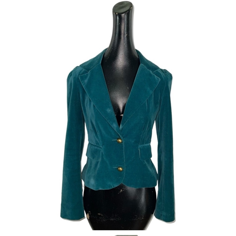 Guess Blue and Green Blazer Velvet Tailored